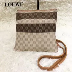 【人気モデル】ロエベ リピート アナグラム ベージュ 茶 ショルダー キャンバス