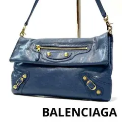 【美品】BALENCIAGA シティ バッグ ショルダー 2way クラッチ 青