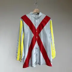 USED USA古着 ジョッキー デザインシャツ 競馬 シルバー vintage