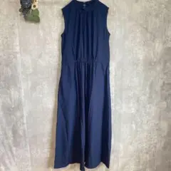 ラトン　ネイビー ノースリーブ ロングワンピース