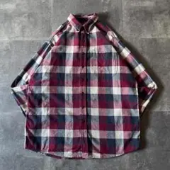 90s St.John's Bay ネルシャツ 赤 2XL A491 チェック柄