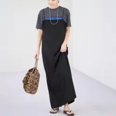 【R’IAM PLAGE】スウェードキャミワンピース 38 ブラック 23SS