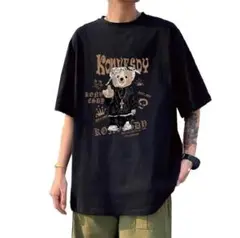 【大人気！】オーバーサイズ XL ヒップホップ Ｔシャツ ブラック　五分丈