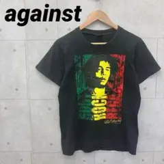 against アゲインスト Tシャツ ブラック プリント メンズ サイズ不明