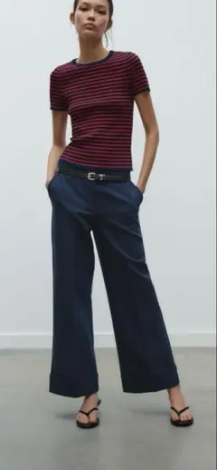 ZARA ロールアップヘムベルトパンツ