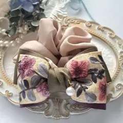⭐2761⭐❣️夏アクセ❣️オリジナル✴一点物インド刺繍シュシュ大人おしゃれ