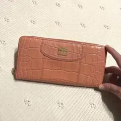 コーチ 長財布 coach エナメル 型押 レザー