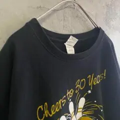 ギルダン 古着 ボーリング 両面プリント Tシャツ 半袖 黒色 Lサイズ