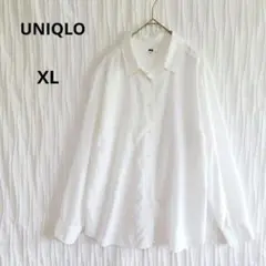 ユニクロ　レーヨンシャツ　長袖ブラウス　ホワイト　シンプル XL