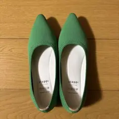 steppi グリーン ポインテッドトゥ フラットシューズ
