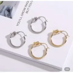 フープピアス k18 ゴールド ノット 結び目ピアス ピアス 韓国 リングピアス
