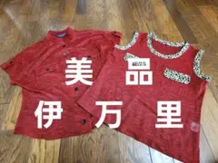 伊万里　マダム・ビーン 赤 ボタン付きシャツ アンサンブル