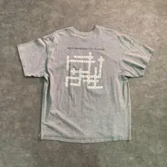 【ヴィンテージ】クロスワードプリントTシャツ　グレー　古着usedSM63