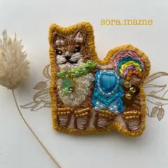 ビーズ刺繍ブローチ/犬　No.2 しば犬
