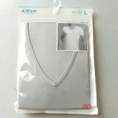 UNIQLO【Lサイズ】AIRism Vネック T 半袖 ライトグレー