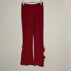 伸縮性ダンスパンツ　レッド フリル付きパンツ