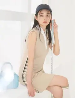 美品 LE.NAN ルナン ゴルフ ベージュワンピース M