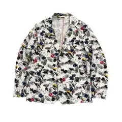 7AS1 フラワー　総柄テーラードジャケット　個性的　古着used