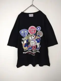キャプテンサンタ　Tシャツ　メンズXL　黒色　前後プリント　綿100％　韓国製