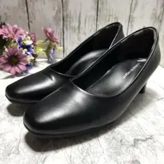 美品✨オフィスサポート スクエアトゥパンプス 冠婚葬祭 ビジネス (24)黒