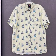 QUIKSILVER アロハシャツ L 花柄 ボタンダウン ビスコース イエロー
