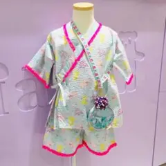 fafa フェフェ　猫柄　キッズ甚平　Mサイズ