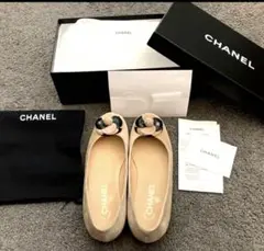 美品 CHANEL カメリア パンプス ベージュ