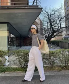 【meer.】TUCK WIDE NYLON PANTS /ホワイト