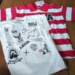赤と白のストライプ ポロシャツセット