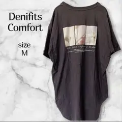 デニフィッツコンフォート ロング丈Tシャツ Mサイズ ゆったりラウンドヘム裾