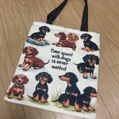 ラスト１点！大人気！可愛い　ダックス柄トートバック！