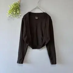 シェルレイ［M］スッキリボタンレス　ショート丈長袖カーディガン　ショート丈ボレロ