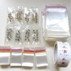 ❻サージカルステンレスピアスキャッチ、OPP袋、thanksシール　まとめ売り