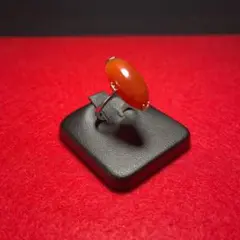 【ヴィンテージ】90’s ストーンリング えんじ色 ロジウムメッキ 11号 r1