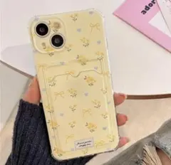 iPhoneケース カードホルダー付き 花柄 カバースマホiPhone16pro