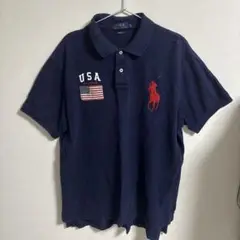 Ralph Lauren ネイビー ポロシャツ USA刺繍 XL