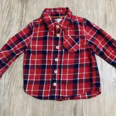 赤と紺のチェック柄シャツ　90cm
