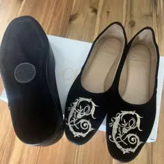 chloeベロアシューズ刺繍シューズケース付き