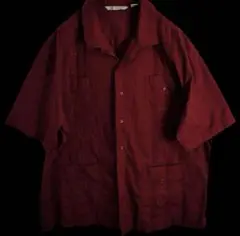⭐️キューバシャツ⭐️サイズ2XL⭐️アロハ半袖シャツ⭐️バーガンディ