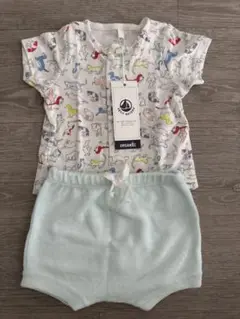 値下げ！新品プチバトー☆オーガニックコットンTシャツショーツセット