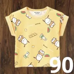 【新品】サンリオ ポチャッコ 半袖Tシャツ 90cm 総柄 オレンジ