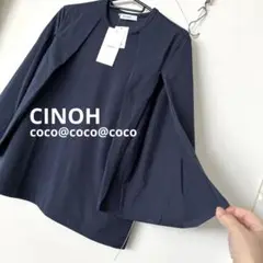 CINOH チノ　袖がおしゃれなトップス　Tシャツ　ネイビー定価25300円