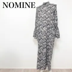〇 NOMINE オリジナルプリントギャザースリーブワンピース 長袖 F