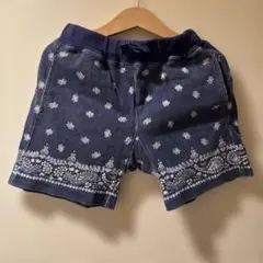 ネイビー バンダナ柄 ハーフパンツ 100cm
