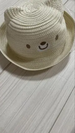 新品未使用タグ付き クマの顔デザイン 麦わら帽子 44cm