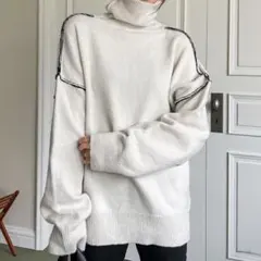 韓国 ドロップショルダー タートルネック オーバーサイズ セーター Mサイズ