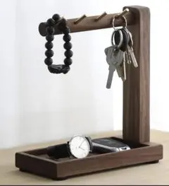 木製 キーフック 時計掛け カードホルダー アクセサリースタンド