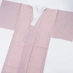 長襦袢 梅花文 灰桜 杏色 縮緬衿付き 袷仕立て 正絹