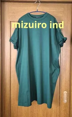 mizuiroind クルーネックロールスリーブワイドワンピース