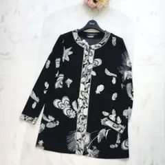美品 LEONARD レオナール カンカン ストレッチ チュニック カーディガン